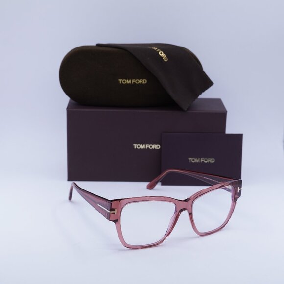 Tom Ford FT5745-B 072 Square Eyeglasses 54mm - Transparent Rose/Blue Light Block - Picture 1 of 10